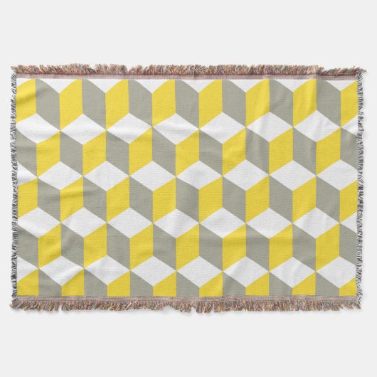 Couverture Motif de cube isométrique gris et blanc de moutard (Devant)
