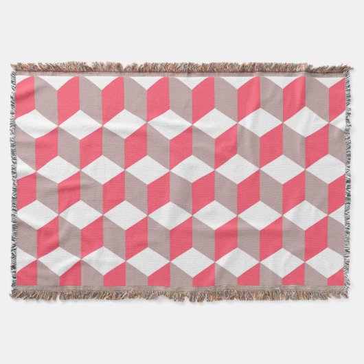 Couverture Motif de cube isométrique Poppy et gris doux (Devant)