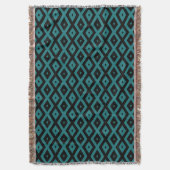 Couverture motif de diamants turquoise et noir (devant Vertical)