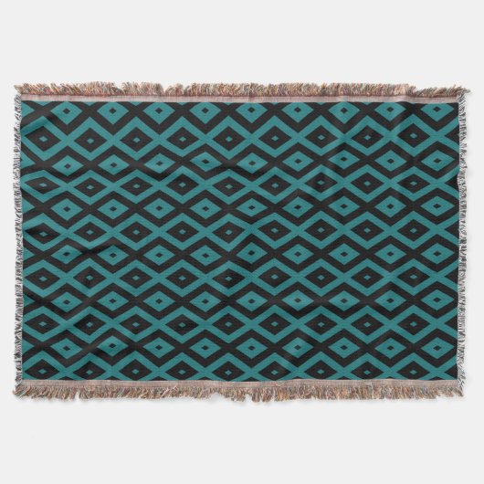 Couverture motif de diamants turquoise et noir (Devant)