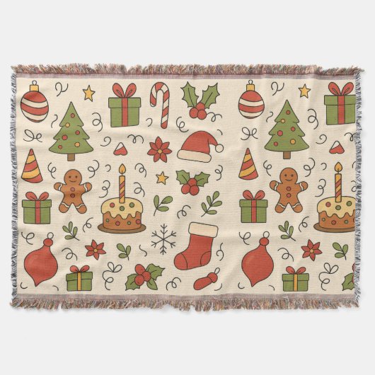 Couverture Motif de doodle de Noël joyeux (Devant)