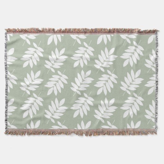 Couverture Motif de feuille âgée blanc sur vert (Devant)