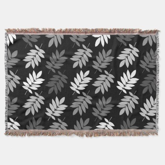 Couverture Motif de feuille aînée noir blanc gris (Devant)