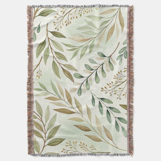 Couverture Motif de feuille botanique - Vert doux (devant Vertical)