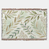 Couverture Motif de feuille botanique - Vert doux (Devant)