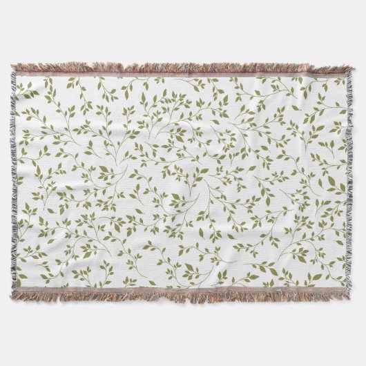 Couverture Motif de feuille de vigne botanique vert olive sur (Devant)