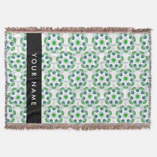 Couverture Motif de feuille, Feuilles vertes, Votre nom (Devant)