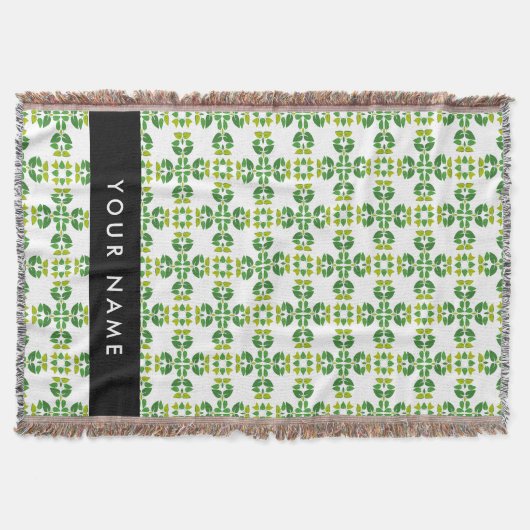 Couverture Motif de feuille, Feuilles vertes, Votre nom (Devant)