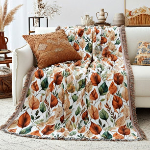 Couverture Motif de feuilles de terre cuite et de sauge d'aut