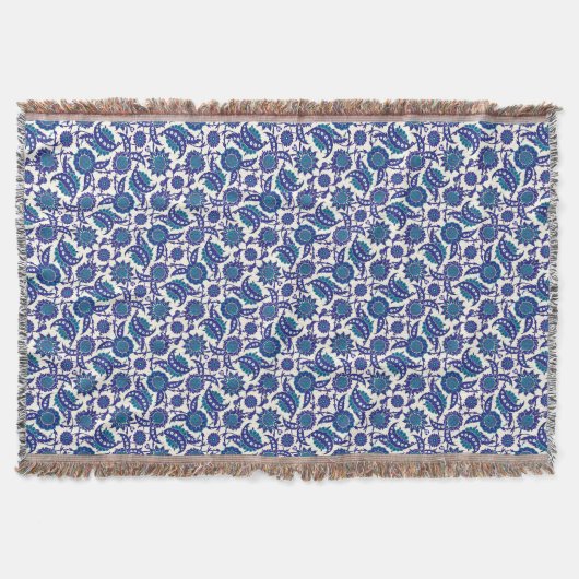 Couverture Motif de fleur Iznik bleu (Devant)