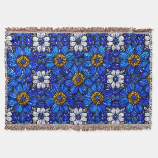 Couverture Motif de fleurs bleues (Devant)