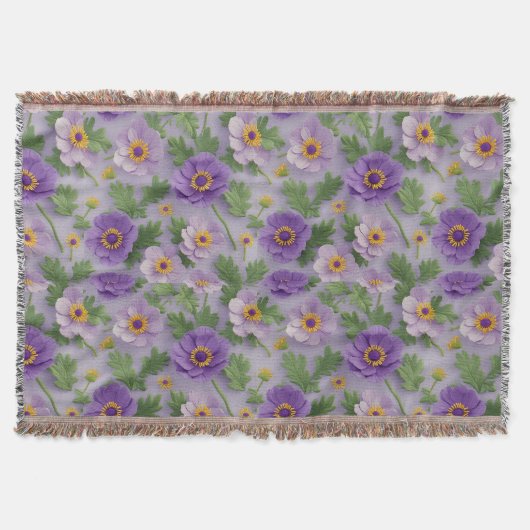 Couverture Motif de fleurs d'anémone violette (Devant)