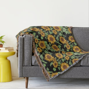 Couverture Motif de fleurs de soleil Cottagecore