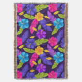 Couverture Motif de fleurs Feuilles tropicales colorées (devant Vertical)