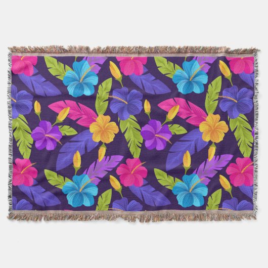 Couverture Motif de fleurs Feuilles tropicales colorées (Devant)