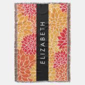 Couverture Motif De Fleurs, Orange Dahlia, Votre Nom (devant Vertical)