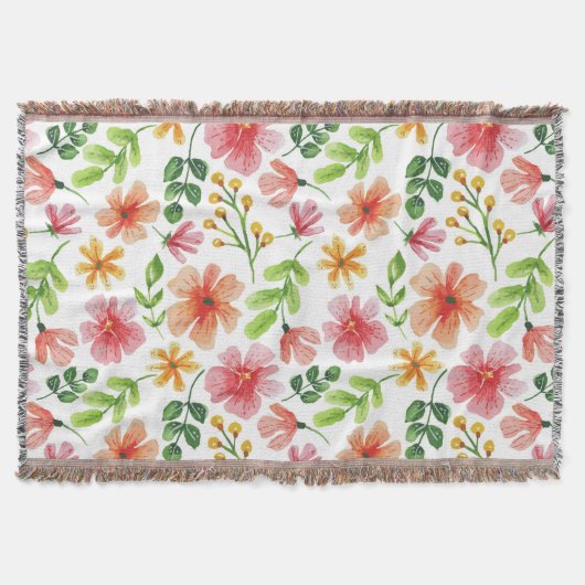 Couverture Motif de fleurs roses à l'aquarelle (Devant)