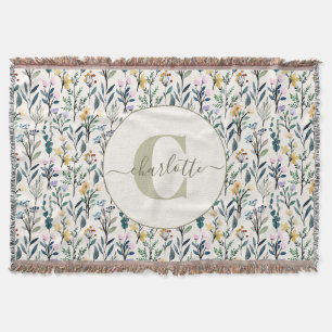 Couverture Motif de fleurs sauvages à l'aquarelle boho avec m
