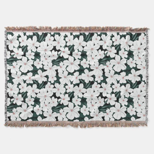 Couverture Motif de fleurs tropical blanc (Devant)