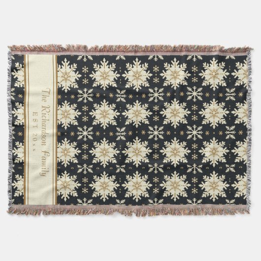 Couverture Motif de flocon de neige de Noël Faux Tricot Nom d (Devant)
