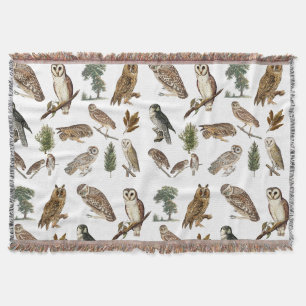 Couverture Motif de forêt de l'aquarelle de la Chouette vinta