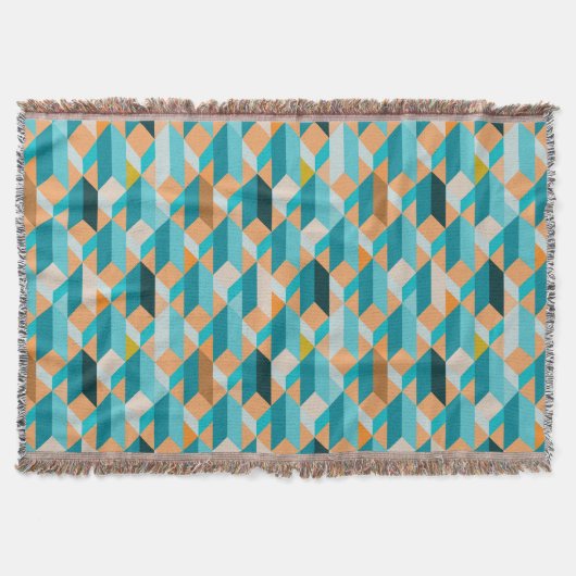 Couverture Motif De Formes Turquoises Et Oranges (Devant)