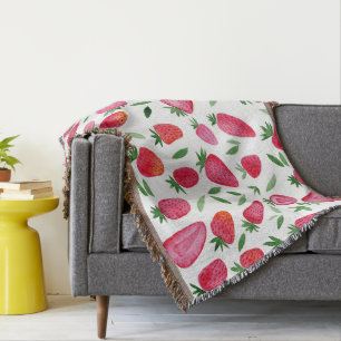 Couverture Motif de fraises d'aquarelle mignonne