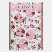 Couverture Motif De Ladybugs, Ladybugs Rose, Votre Nom (devant Vertical)