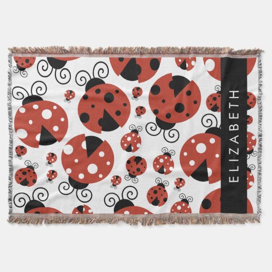 Couverture Motif De Ladybugs, Red Ladybugs, Votre Nom (Devant)