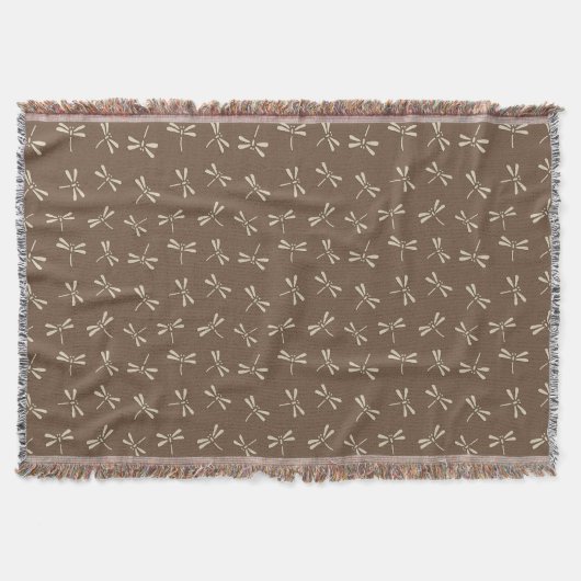 Couverture Motif de libellules japonaises, crème et Taupe Tan (Devant)