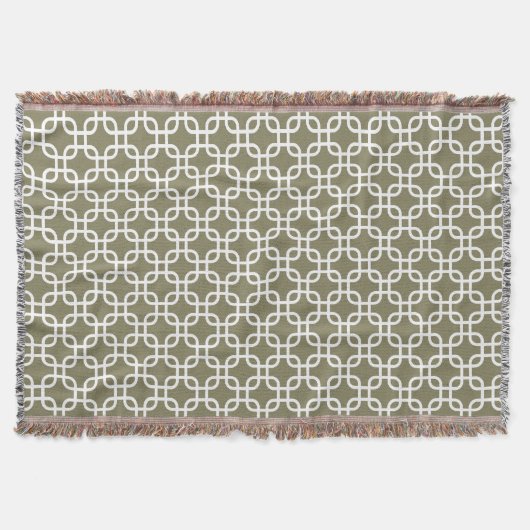 Couverture Motif de liens géométriques vert olive (Devant)
