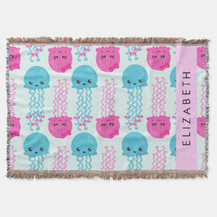 Couverture Motif de méduses, Mignonne méduse, Mer, Votre nom