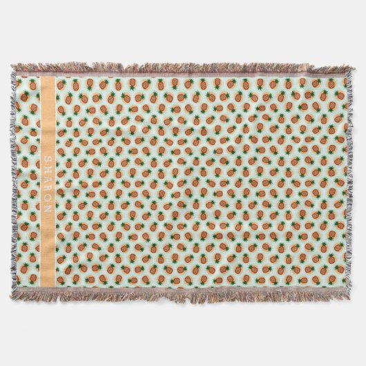 Couverture Motif de monogramme de ananas brun et vert menthe (Devant)