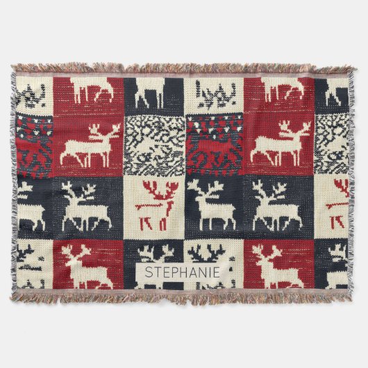 Couverture Motif de Noël en Patchwork | Rustique (Devant)