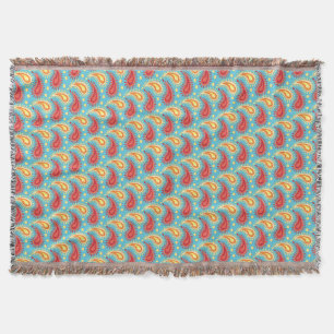 Couverture Motif de Paisley Persan Orange Turquoise Oriental