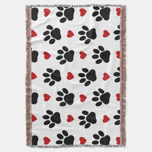 Couverture Motif De Pâtes, Pâtes De Chien, Pâtes Noires, Coeu (devant Vertical)