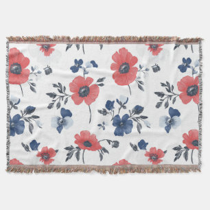 Couverture Motif de pépites d'aquarelle - Rouge, Bleu et Blan