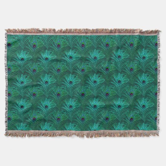 Couverture Motif de plumes de paon sarcelle (Devant)