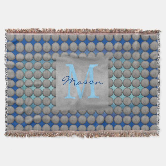 Couverture Motif de points Polka bleu et gris (Devant)