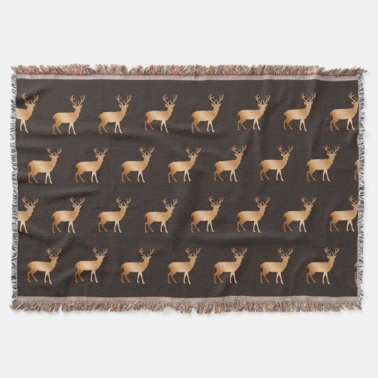 Couverture Motif de renne doré sur marron (Devant)