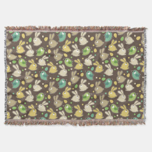 Couverture motif de ressort avec des oeufs de pâques, oiseau