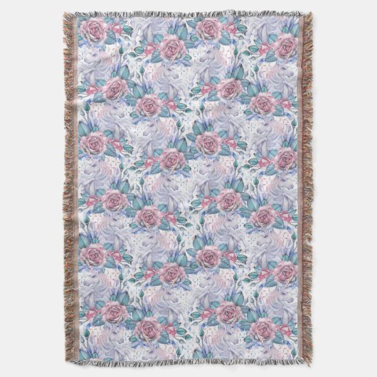 Couverture Motif de rose de rose et de bleu (devant Vertical)