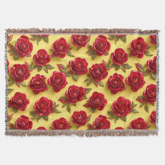 Couverture motif de roses rouges 3d (Devant)
