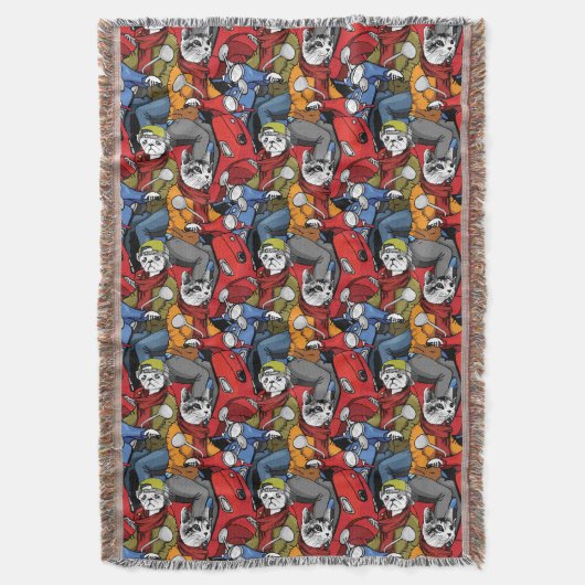 Couverture Motif de scooter de chats et de chiens (devant Vertical)