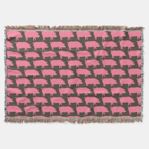 Couverture Motif de silhouettes de porc rose   Animal agricol