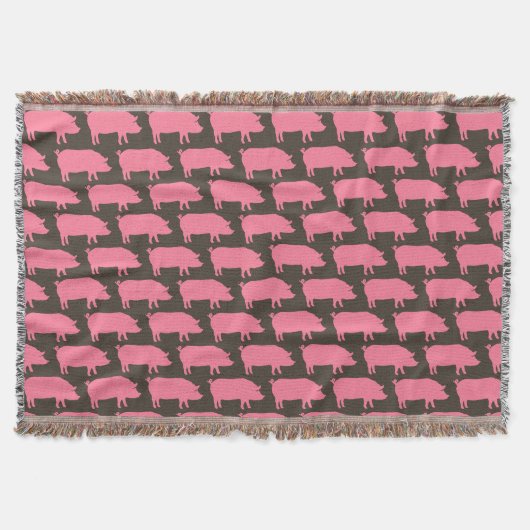 Couverture Motif de silhouettes de porc rose | Animal agricol (Devant)