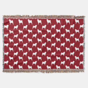 Couverture Motif de silhouettes de Pug rouge et blanc