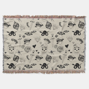 Couverture Motif de tatouage à main noir et beige
