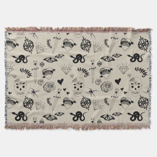 Couverture Motif de tatouage à main noir et beige (Devant)