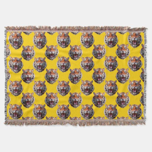 Couverture Motif de tête de tigre jaune Design (Devant)